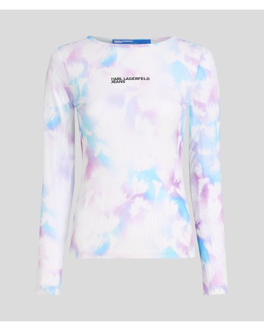 Karl Lagerfeld White Netz-T-Shirt Mit Blumenprint, Frau, Größe