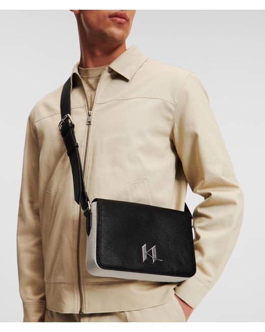 Karl Lagerfeld Black K/plak Canvas Messenger Bag for men