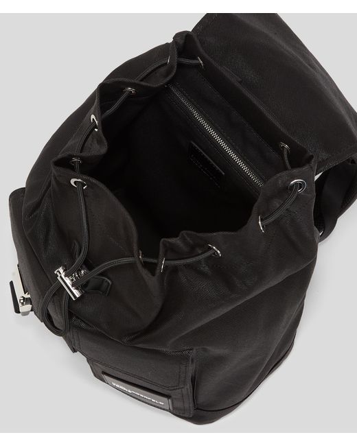 Karl Lagerfeld Black Utility Coated Denim Backpack