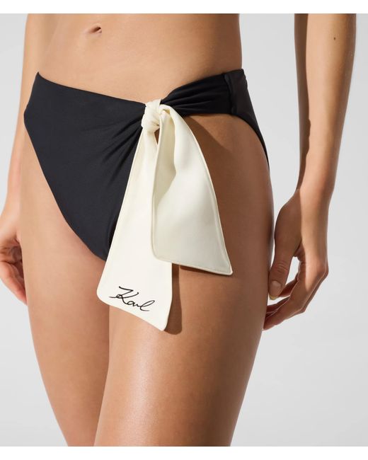 Karl Lagerfeld Black Signature Bow Bikini Bottoms