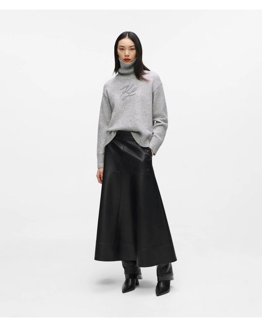 Karl Lagerfeld Gray Soutache Turtleneck Sweater