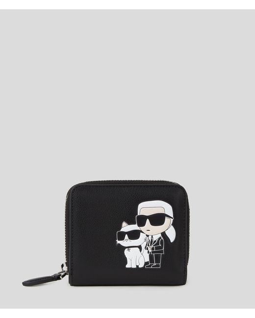 Karl Lagerfeld Black K/ikonik Leather Medium Bifold Wallet
