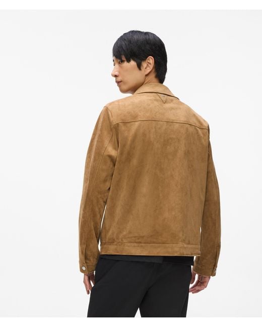 Karl Lagerfeld Natural Faux Suede Trucker Jacket for men