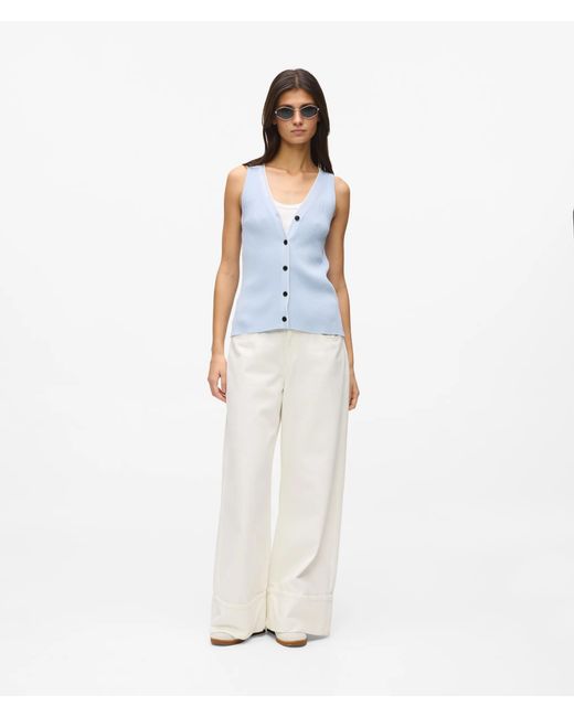 Karl Lagerfeld White Logo V-Neck Knit Top