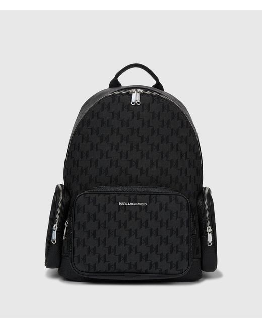 Karl Lagerfeld Black K/Monogram Jacquard Backpack for men