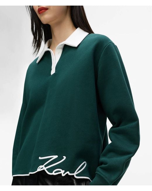 Karl Lagerfeld Green Signature Polo Sweatshirt