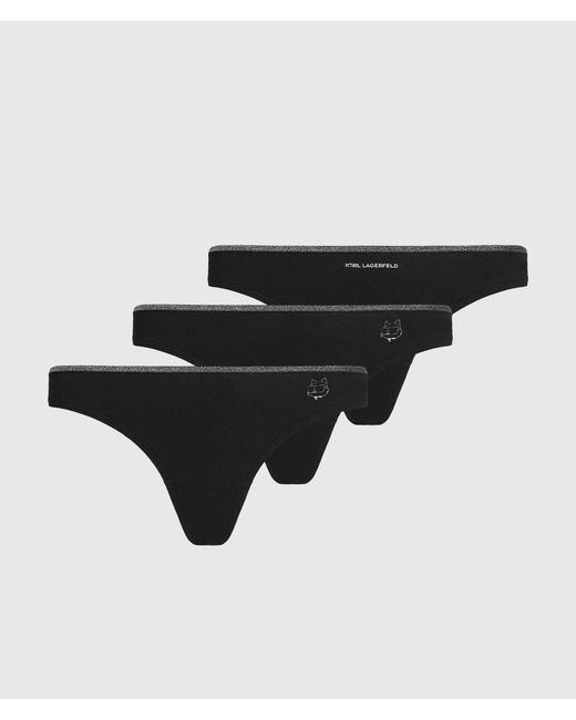 Karl Lagerfeld Black Ikon Shimmer Thong