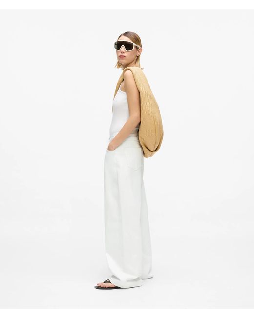 KL Jeans White Pleated Low-Rise Wide-Leg Jeans