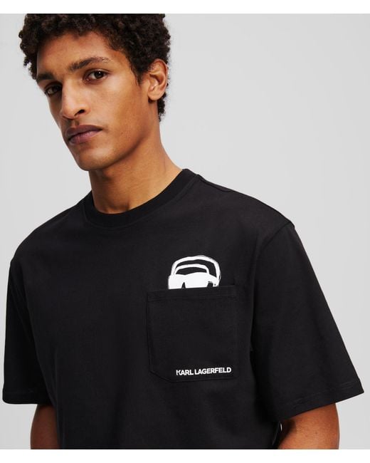 Karl Lagerfeld Black Ikon Peek-A-Boo Pocket T-Shirt for men