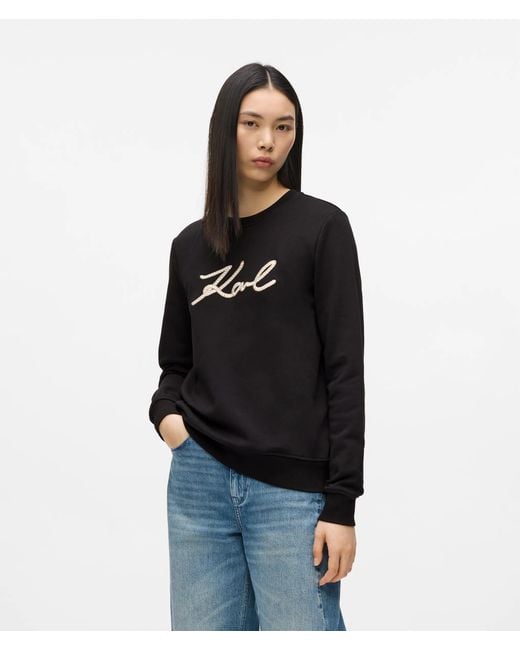 Karl Lagerfeld Black Signature Rope Detail Sweatshirt