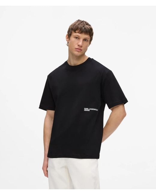 KL Jeans Black Relaxed Gradient Logo T-Shirt for men