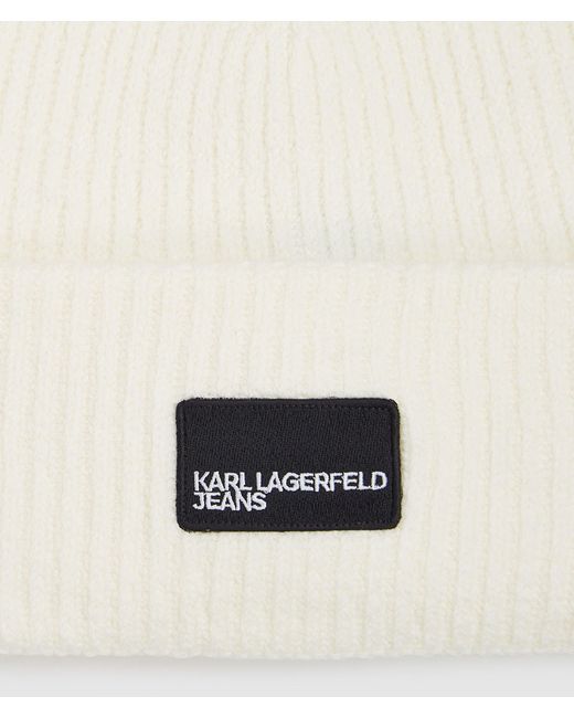 KL Jeans Natural Logo Patch Long Beanie
