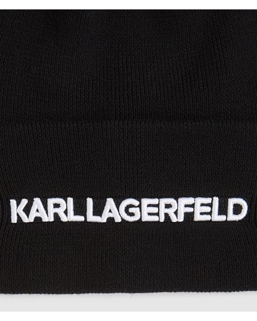 Karl Lagerfeld Black Logo Beanie for men