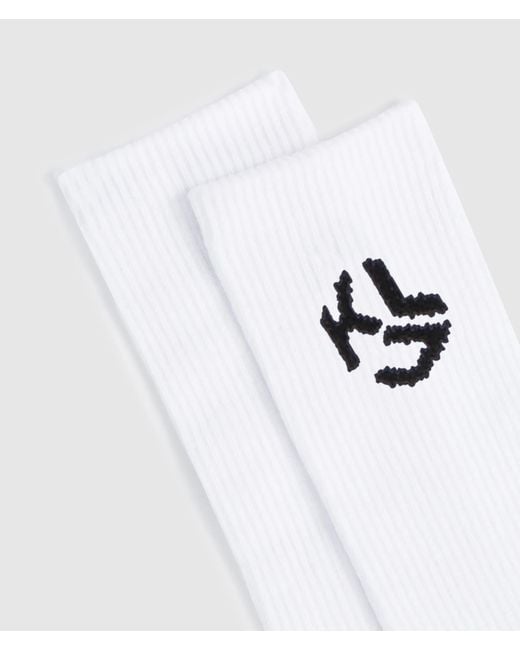 KL Jeans White Monogram Mid-Length Socks – 2-Pack for men
