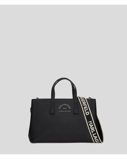 Karl Lagerfeld Black Rue St-Guillaume Metal Satchel Bag