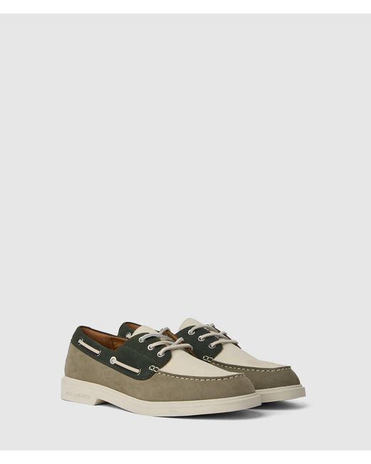 Karl Lagerfeld Green Kori Tri-Color Boat Shoes for men