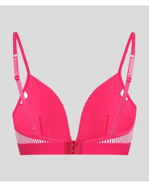 Karl Lagerfeld Red Ikon Stripe Triangle Padded Bra, Frau, Größe
