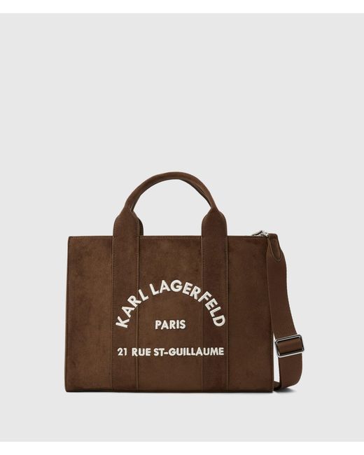 Karl Lagerfeld Brown Rue St-Guillaume Medium Faux-Suede Tote Bag