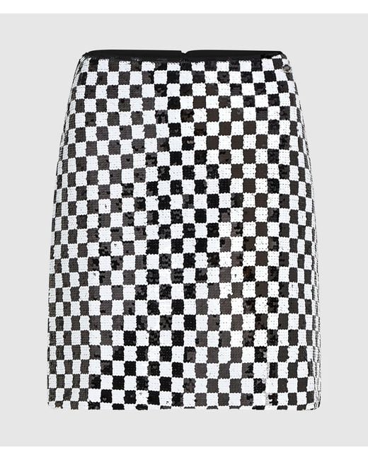 Karl Lagerfeld White Checkerboard Sequin Mini Skirt