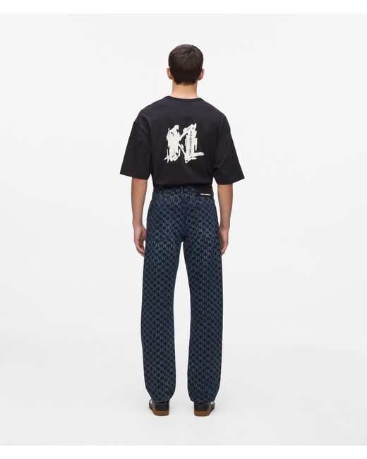 Karl Lagerfeld Blue All-Over Monogram Jeans for men