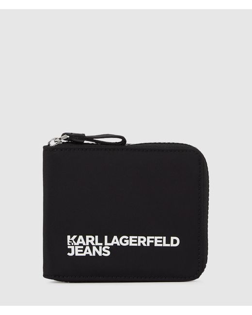 KL Jeans Black Nylon Logo Wallet for men