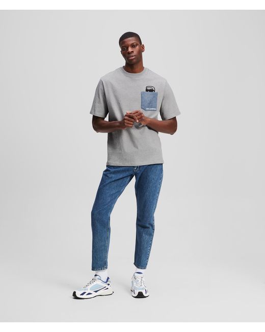 T-shirt À Poche En Jean Ikon Karl Lagerfeld pour homme en coloris Gray