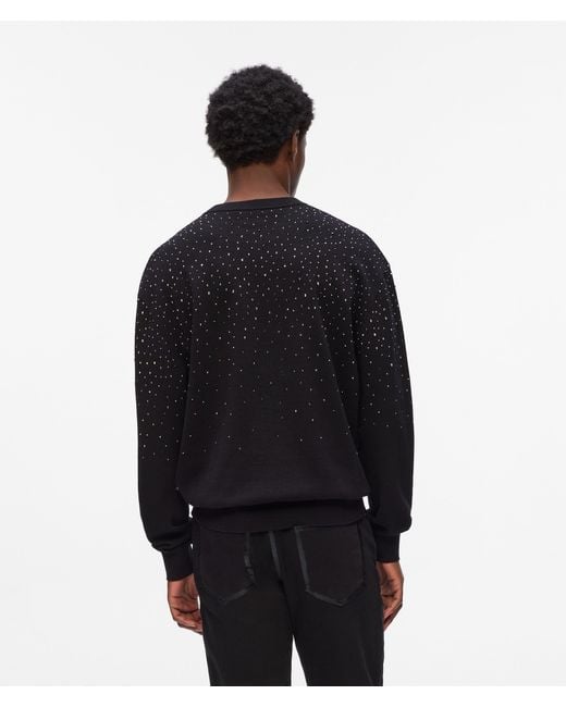 Karl Lagerfeld Black Rhinestone Degradé Sweater for men