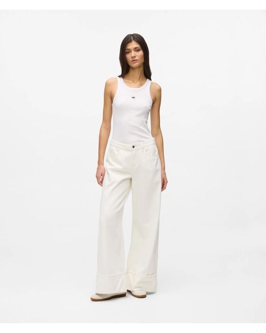 Karl Lagerfeld White Ikon Ribbed Tank Top