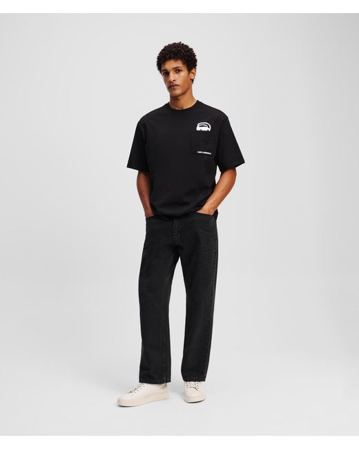 Karl Lagerfeld Black Ikon Peek-a-boo Pocket T-shirt for men