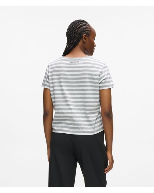 Karl Lagerfeld White Ikon Striped T-Shirt