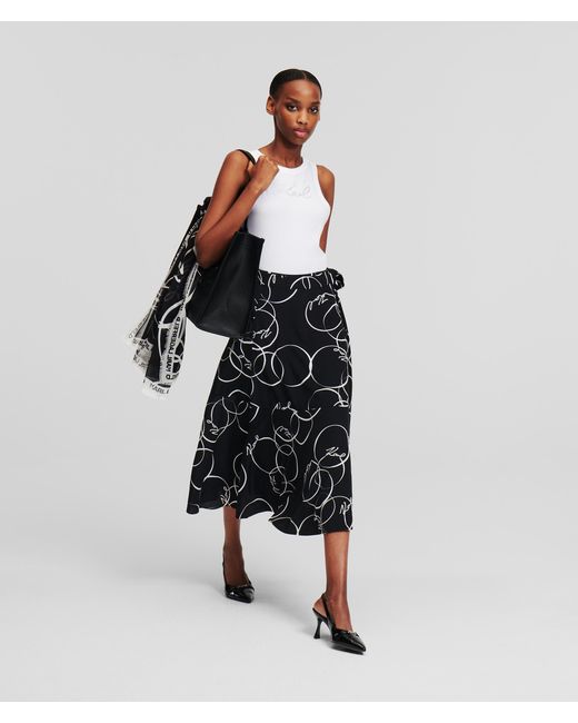 Karl Lagerfeld White Circle Print Wrap Skirt