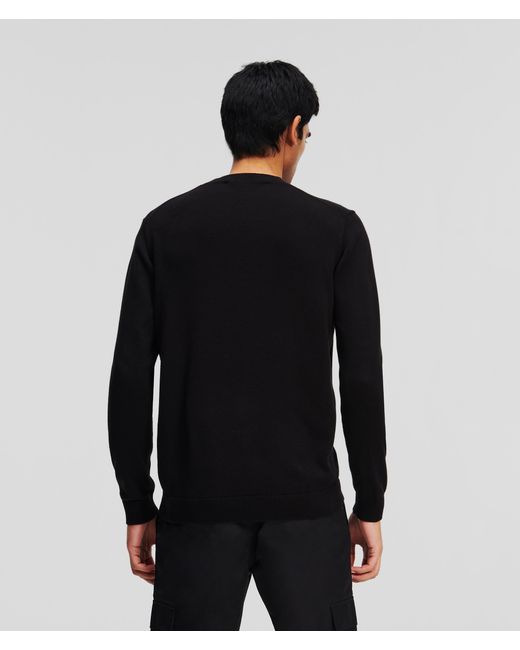 Karl Lagerfeld Black Crewneck Sweater for men