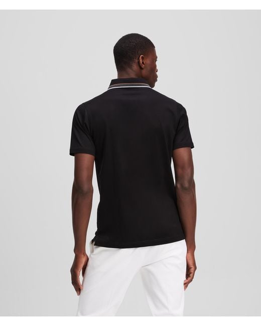 Karl Lagerfeld Poloshirt Mit Gestreiftem Kragen, Mann, Größe in Black für Herren