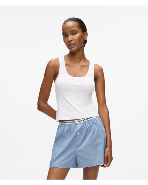 Karl Lagerfeld White Tank Top And Shorts Pajama Set