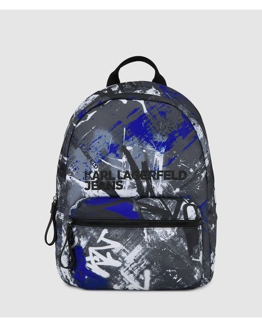 KL Jeans Blue Graffiti Print Backpack, Multicoloured for men