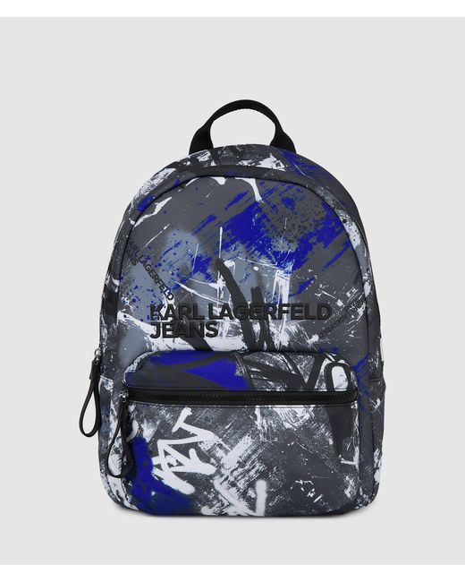 KL Jeans Blue Graffiti Print Backpack, Multicoloured for men