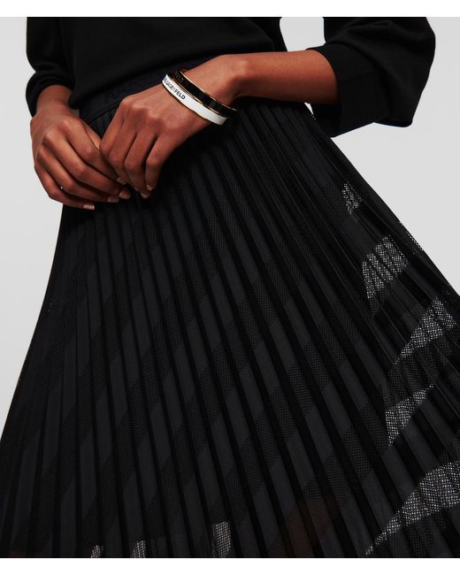 Karl Lagerfeld Black Mesh Pleated Skirt