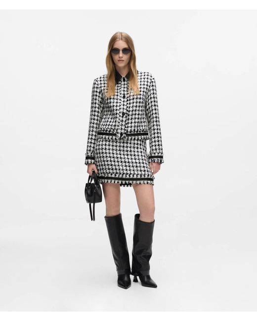 Karl Lagerfeld White Houndstooth Bouclé Jacket, Multicoloured