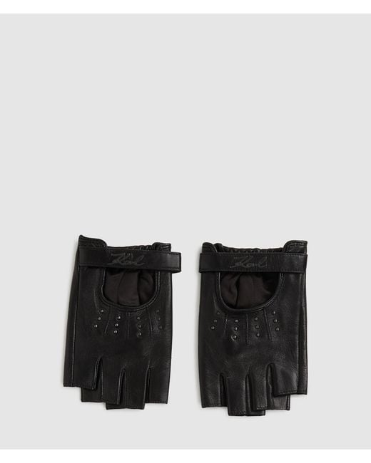 Karl Lagerfeld Black K/Signature Fingerless Gloves