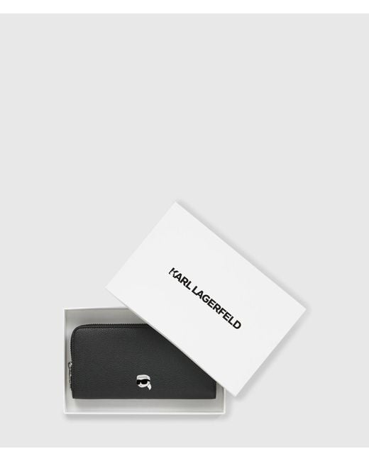 Karl Lagerfeld Black Ikon Pebble Continental Wallet