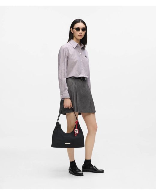 Karl Lagerfeld Black Ikon Nylon Charm Hobo Bag
