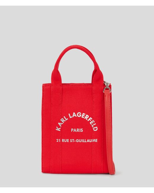 Karl Lagerfeld Red Rue St-guillaume Square Small Tote Bag