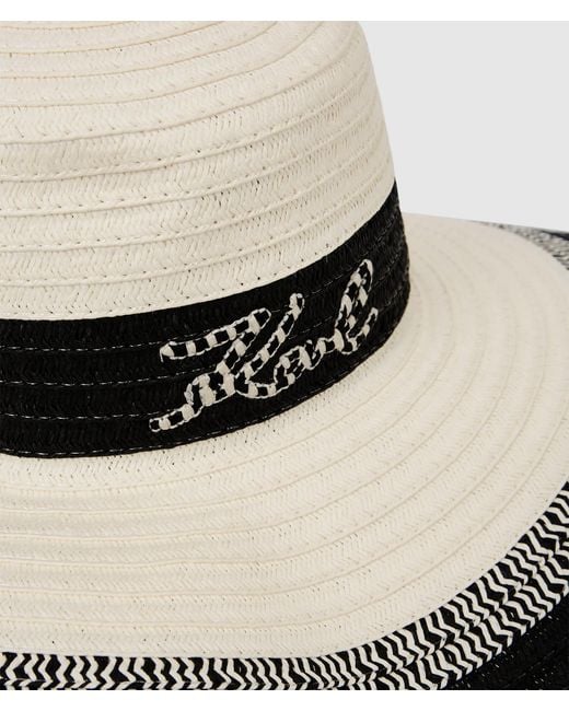 Karl Lagerfeld White K/Signature Stripe Logo Sun Hat