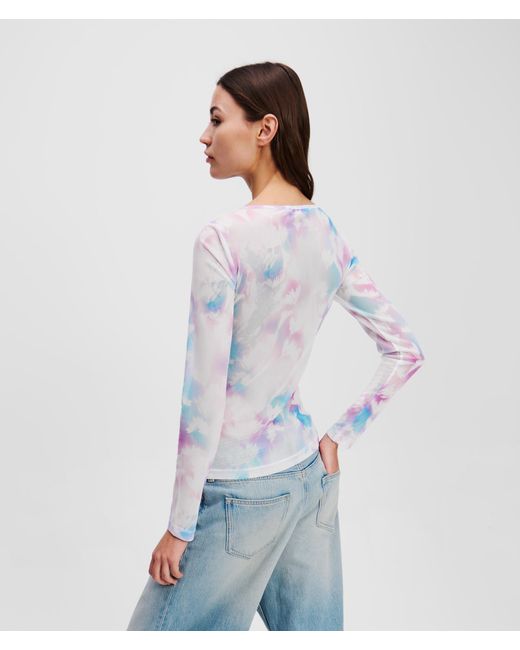 Karl Lagerfeld White Floral-print Mesh T-shirt