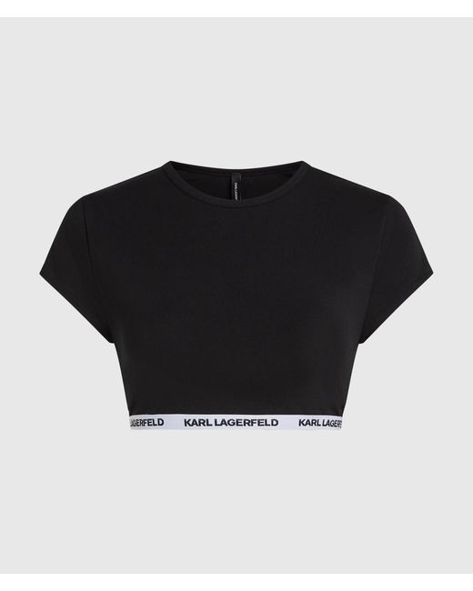 Karl Lagerfeld Black Logo Band Crop Top
