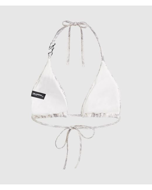 Karl Lagerfeld White Triangle Bikini Top