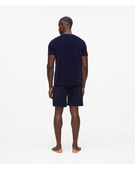 Karl Lagerfeld Blue Velvet Pajama Shorts for men