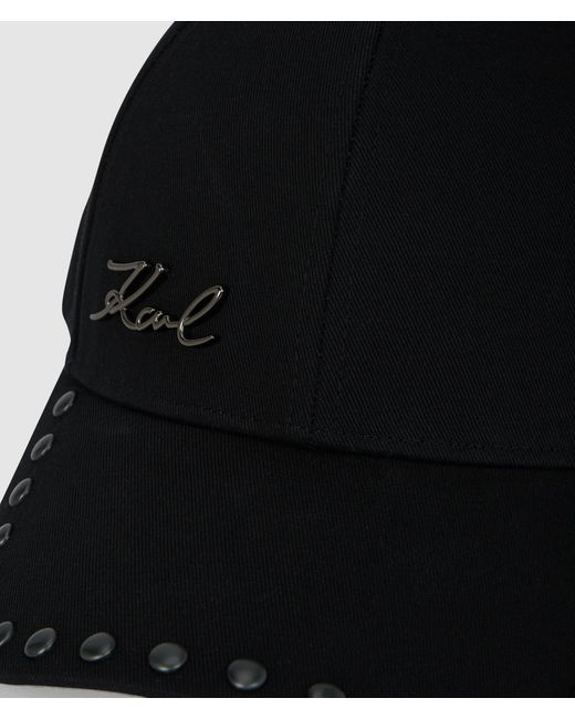 Karl Lagerfeld Black K/Signature Studded Cap