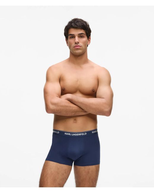 Karl Lagerfeld Blue Metallic Logo Trunks – 3 Pack for men