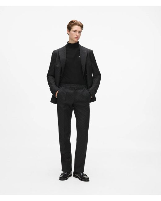 Karl Lagerfeld Black Checked Double-Breasted Blazer for men